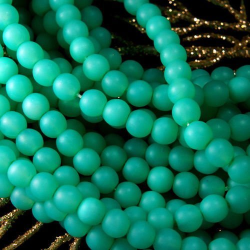 50pcs mat turquoise vert ronde verre tchèque perles de 6mm sku-26182