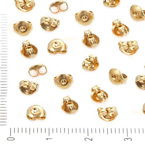 30pcs plaquée d'or ronde boucle d'oreille écrou arrière earnut fermoir bouchon en métal conclusions  sku-38477
