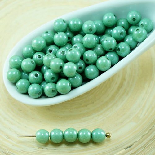 100pcs italien rond vert verre tchèque perles de petite entretoise de 4mm sku-27254