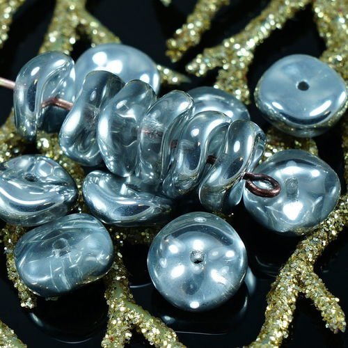 Nouvelle forme 20pcs cristal d'argent de la moitié agité plat rond de disque un trou de verre tchèqu sku-25771