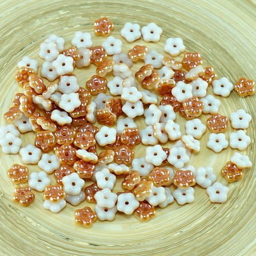 80pcs abricot orange blanc demi-lustre halloween verre tchèque petite télévision ne-m'oubliez-pas de sku-26801