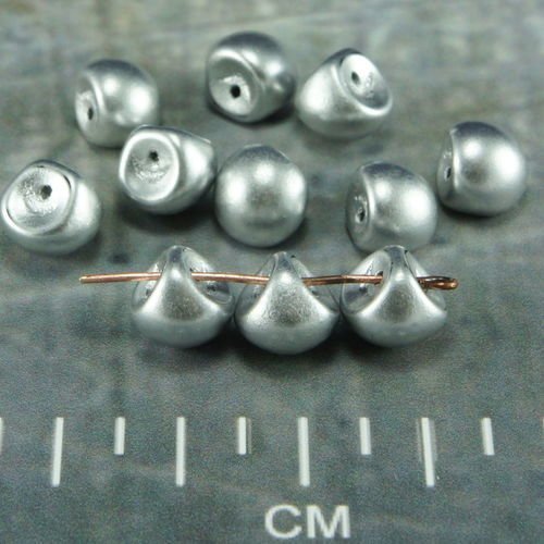Argent mat champignons tchèque bouton de verre perles de 9mm x 8mm 12pcs sku-26398