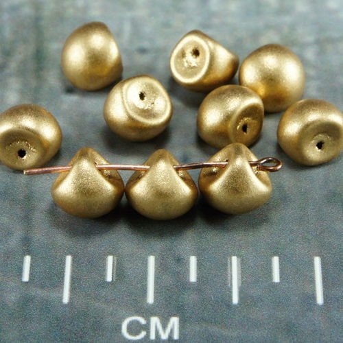 Or mat champignon bouton de verre tchèque perles de 9mm x 8mm 12pcs sku-26400