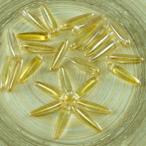 30pcs cristal jaune lustre verre tchèque preciosa épine poignard perles feuille plate de 5 mm x 16mm sku-26913