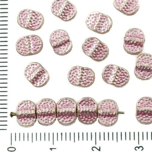 12pcs antique ton argent rose patine laver de petites entretoise plat ovale en pierre de lave imitat sku-36245