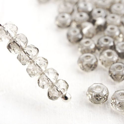 60pcs crystal clear silver rain repéré rondelle facettes feu poli verre tchèque perles de 3mm x 2mm sku-38731