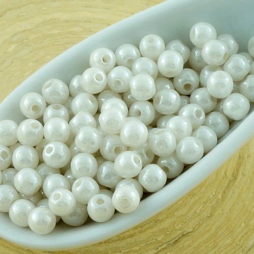 100pcs éclat blanc ronde verre tchèque perles de petit écarteur 3mm sku-31216