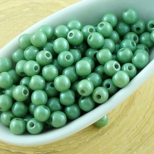 100pcs italien vert lustre rond verre tchèque perles de petit écarteur 3mm sku-31218