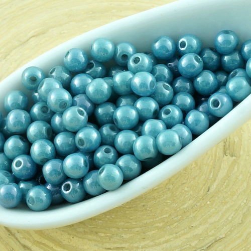100pcs gris bleu lustre rond verre tchèque perles de petit écarteur 3mm sku-31219
