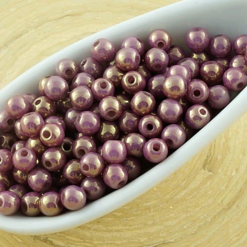100pcs violet or lustre rond verre tchèque perles de petit écarteur 3mm sku-31220