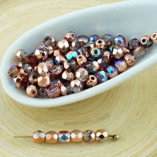 100pcs cristal arc-en-ciel de cuivre ronde verre tchèque perles à facettes feu poli petit écarteur 3 sku-28709
