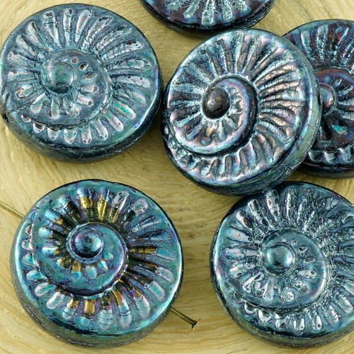 4pcs nébuleuse pourpre opaque noir de jais nautilus fossiles d'escargots en coquille d'ammonite plat sku-34963