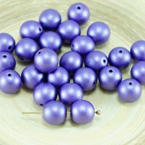 Nacré violet verre tchèque ronde imitation perles 8mm 20pcs sku-26987