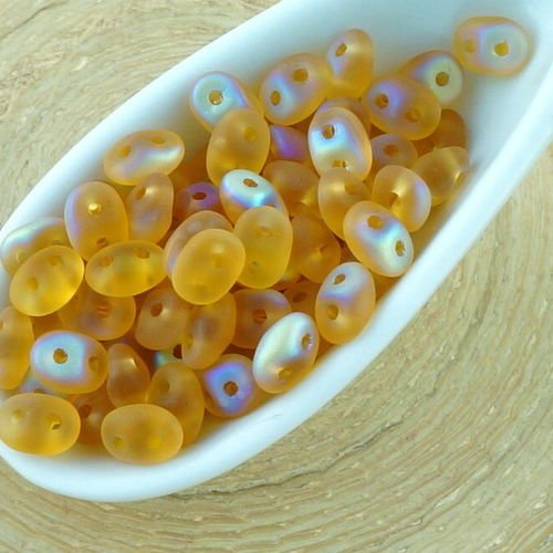 20g de cristal topaze jaune mat ab moitié superduo verre tchèque perles de rocaille deux trous super sku-35237