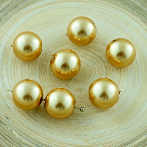 10pcs perle d'imitation de l'or verre tchèque perles rondes 10mm sku-29104