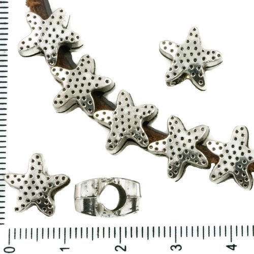 6pcs antique ton argent grand trou européen de pandora style star des étoiles de mer marine de la me sku-37375