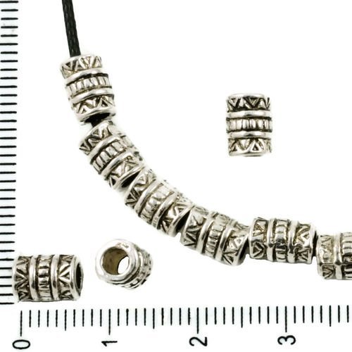 20pcs antique ton argent grand trou entretoise tube rayé bali perles tchèques en métal conclusions 7 sku-37387
