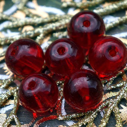 Clair rouge verre tchèque perles rondes en de printemps d'été de et rouges perle foncé grand trou de sku-17025