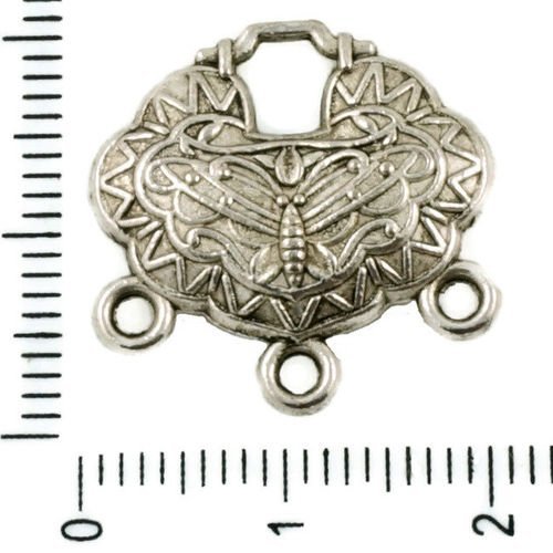 2pcs antique ton argent papillon de verrouillage lustre pendants de boucles d'oreilles charms penden sku-37508