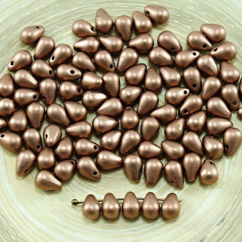40pcs matte crystal bronze cuivre verre tchèque petite larme perles de 4 mm x 6 mm sku-27286