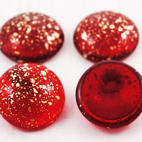 2pcs cristal rouge rubis clair picasso en terre cuite d'or de la pluie repéré rond bombé dos plat ca sku-38022
