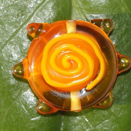 Soleil murano perles de verre orange jaune perle été lampwork printemps tchèque sra faits à la main  sku-17732