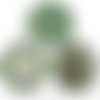 2pcs tchèque vert turquoise patine antique ton argent grand pendentif rond cabochon paramètres flora sku-34260