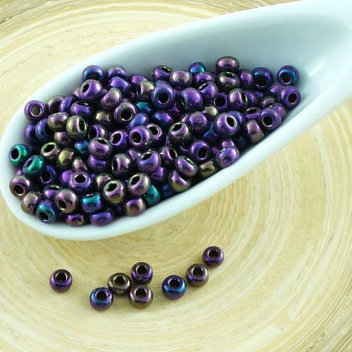 20g métallique iris violet verre tchèque ronde perles de rocaille 8/0 preciosa de entretoise sku-30310