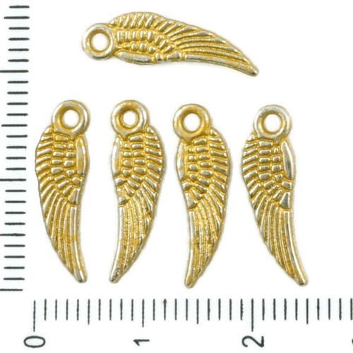 14pcs antique ton argent mat or patine laver le petit ange des ailes d'oiseau plume pendentifs charm sku-36531