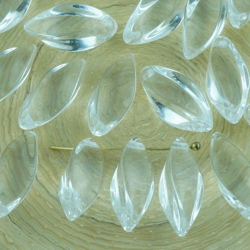 12pcs cristal clair de pétale de fleur torsadée poignard verre tchèque perles de 8mm x 16mm sku-32833