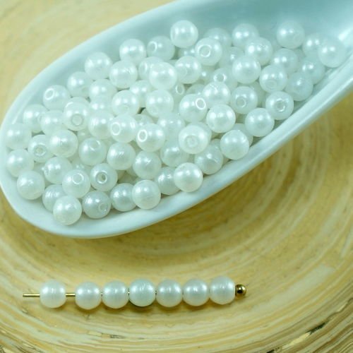 100pcs perles brillent blancs ronds en verre tchèque de petite entretoise de mariage 3mm sku-27271