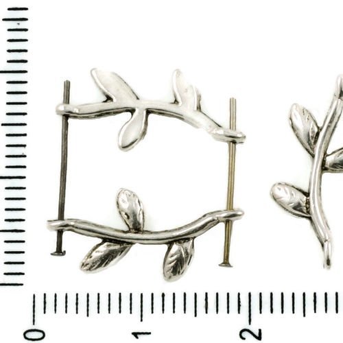 30pcs antique ton argent reliant le connecteur à 2 trous charmes feuille de branche tchèque de métal sku-37518