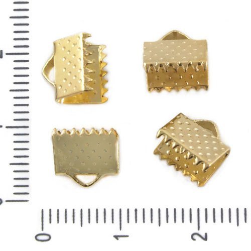 40pcs plaqué or rectangle à sertir fin ruban cordon bouchons pour bracelet bijoux fermoirs en métal  sku-37775