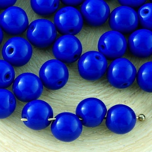 40pcs opaque profond bleu cobalt foncé rond druk entretoise de semences de verre tchèque perles de 6 sku-33690