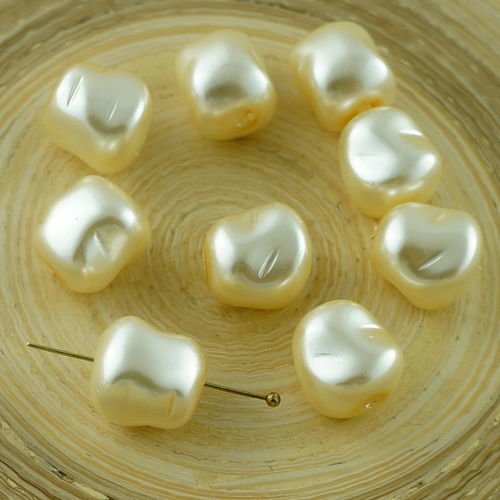 8pcs crème blanche de mariée en imitation de perles de pomme de terre tchèque de verre 11 mm sku-29177