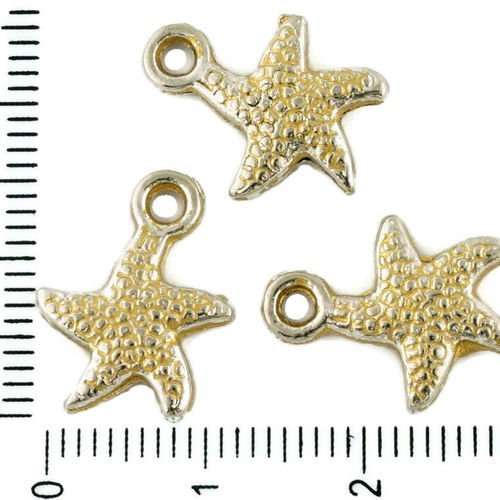 8pcs tchèque mat or patine antique ton argent étoile de mer des animaux marins en mer charms pendent sku-33969
