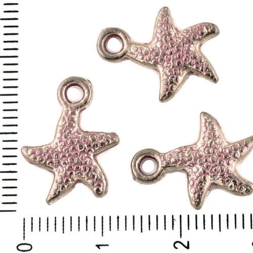 8pcs tchèque valentine rose patine antique ton argent étoile de mer des animaux marins en mer charms sku-33970