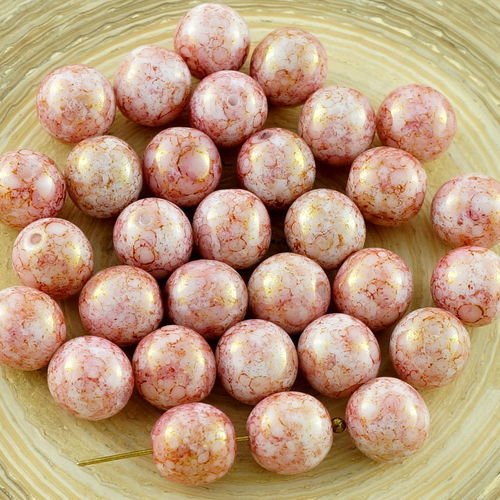 20pcs picasso valentine opale rose en terre cuite verre tchèque ronde perles de mariage 8mm sku-30573