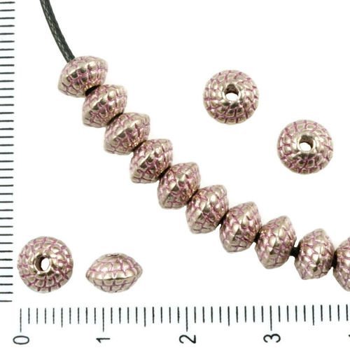 20pcs antique ton argent rose patine laver de petites entretoise rondelle ronde cordon tricoté rayé  sku-36255