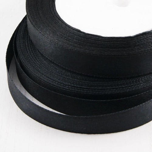 23m 75ft 25yds roll noir de jais ruban de satin tissu artisanaux décoratifs de mariage kanzashi 12mm sku-38350