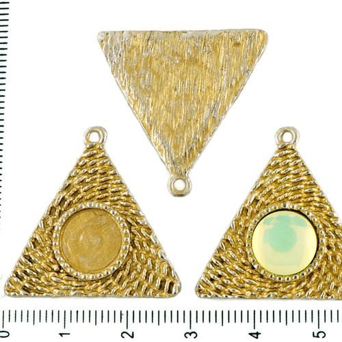 2pcs tchèque mat or patine antique ton argent pendentif rond cabochon paramètres triangle lunette vi sku-34313