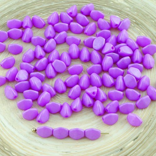 60pcs albâtre orchidée de soie violet mat pincée tchèque perles de verre de 5mm sku-28497