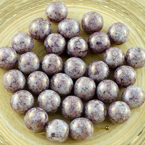 20pcs picasso violet opal terre cuite verre tchèque ronde perles de mariage 8mm sku-30572