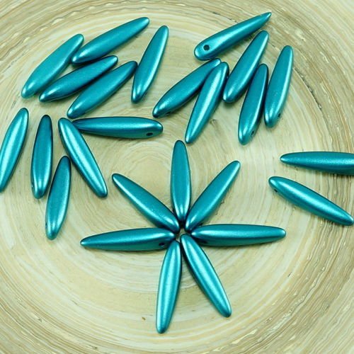 30pcs pastel lumière vert émeraude perle de verre tchèque preciosa épine poignard perles feuille pla sku-26875