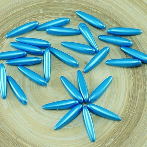 30pcs pastel bleu turquoise de perles de verre tchèque preciosa épine poignard feuille plate de 5 mm sku-26877