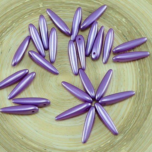30pcs pastel lilas violet perle de verre tchèque preciosa épine poignard perles feuille plate de 5 m sku-26879