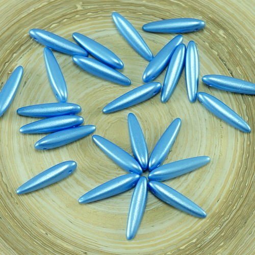 30pcs pastel lumière bleu saphir perle de verre tchèque preciosa épine poignard perles feuille plate sku-26880