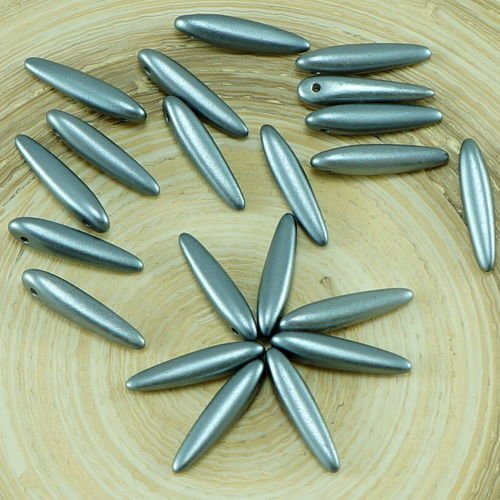 30pcs pastel gris argenté de perles de verre tchèque preciosa épine poignard feuille plate de 5 mm x sku-26883