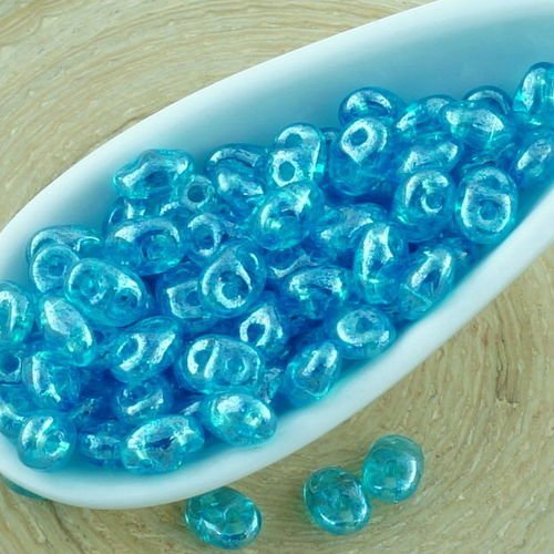 20g de cristal aigue-marine bleu turquoise clair lustre superduo verre tchèque perles de rocaille de sku-35179