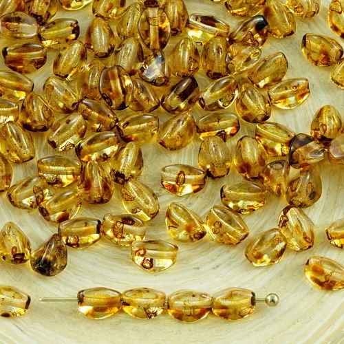 60pcs picasso cristal jaune pincée de verre tchèque entretoise bicone à facettes perles 5mm sku-31138